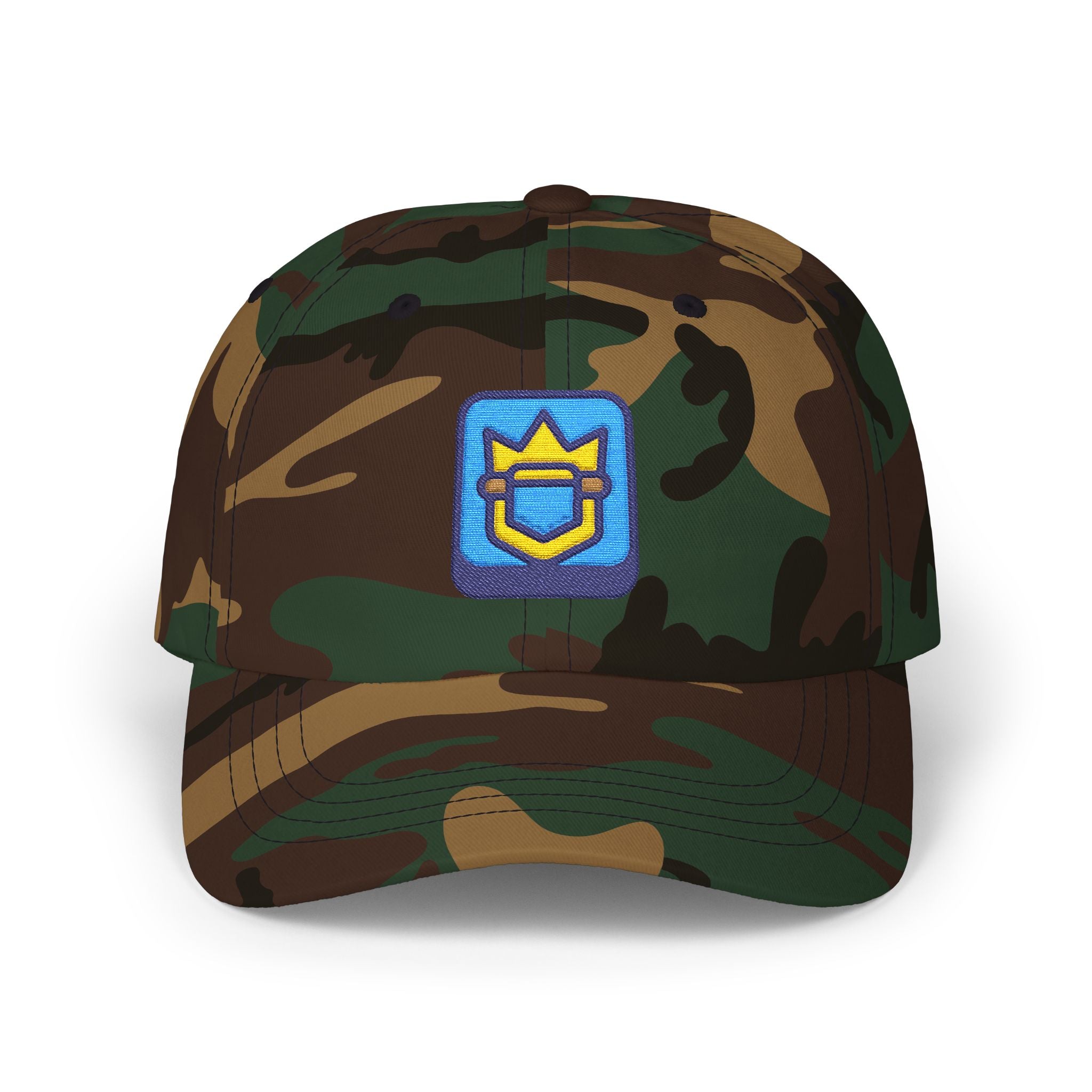 Blue Crown Shield Logo Classic Dad Cap | Embroidered Baseball Hat